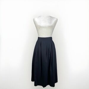 Vtg 80s Midi Skirt Womens M Black Wool Blend Academia Heritage Made in USA Retro